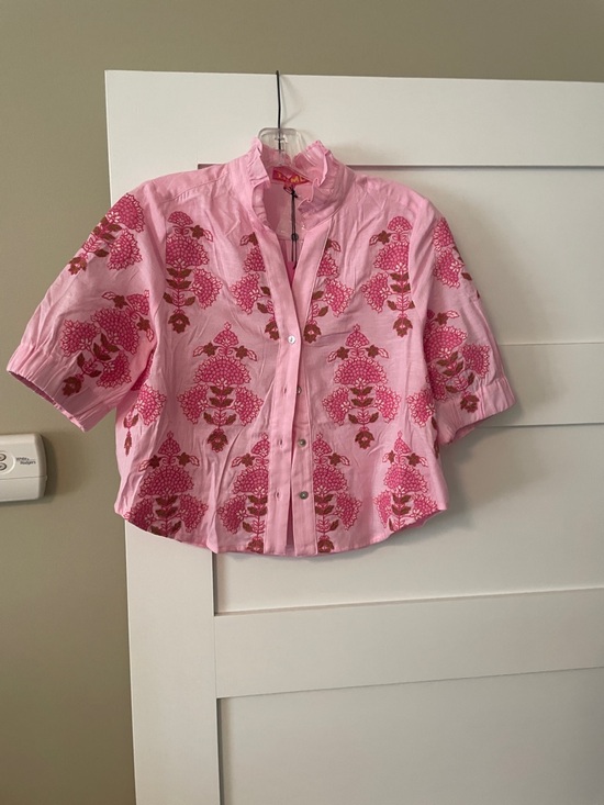 THML Tops - THML Pink Floral Quinn Short-Sleeve Button Front Top